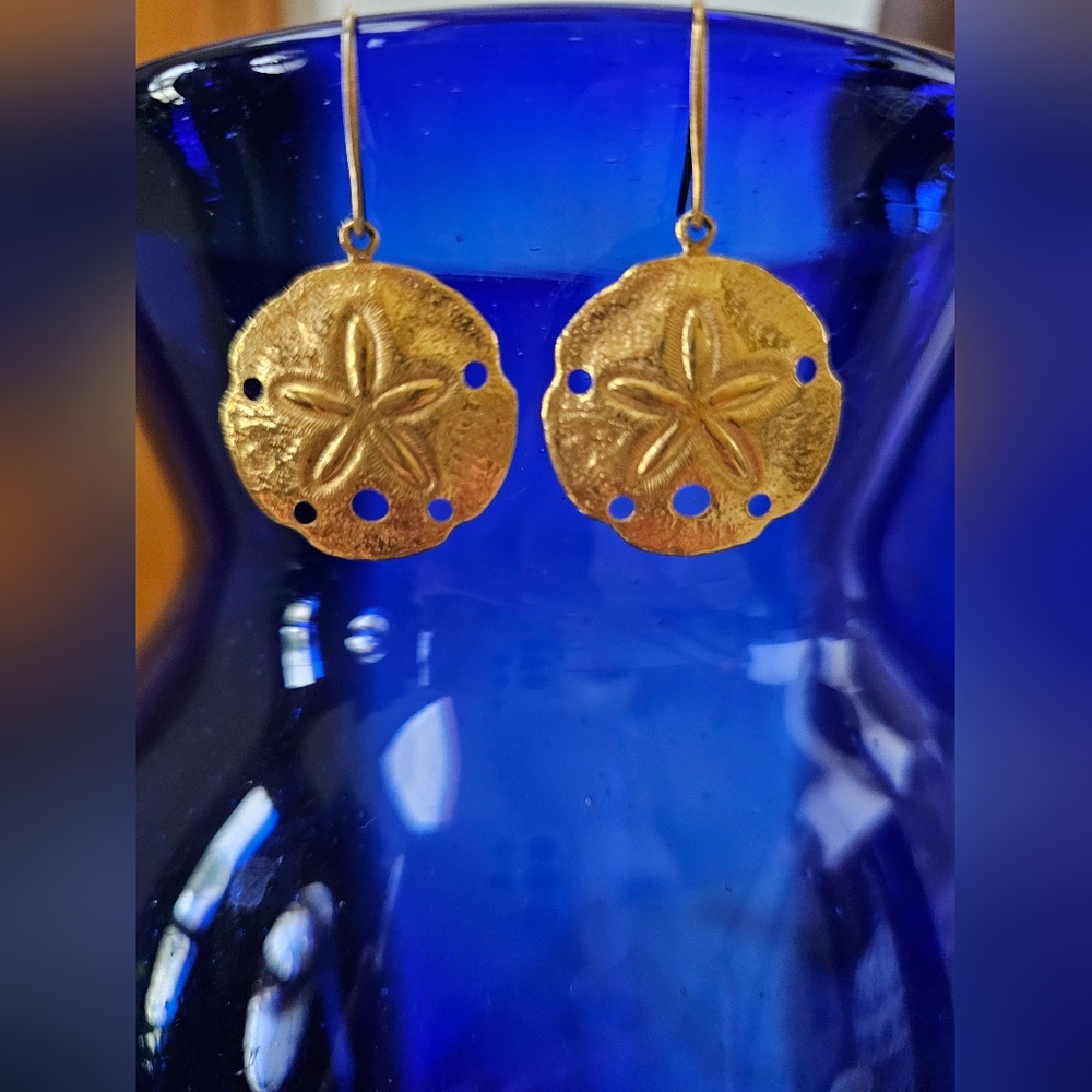 Gold Sand Dollar Earrings